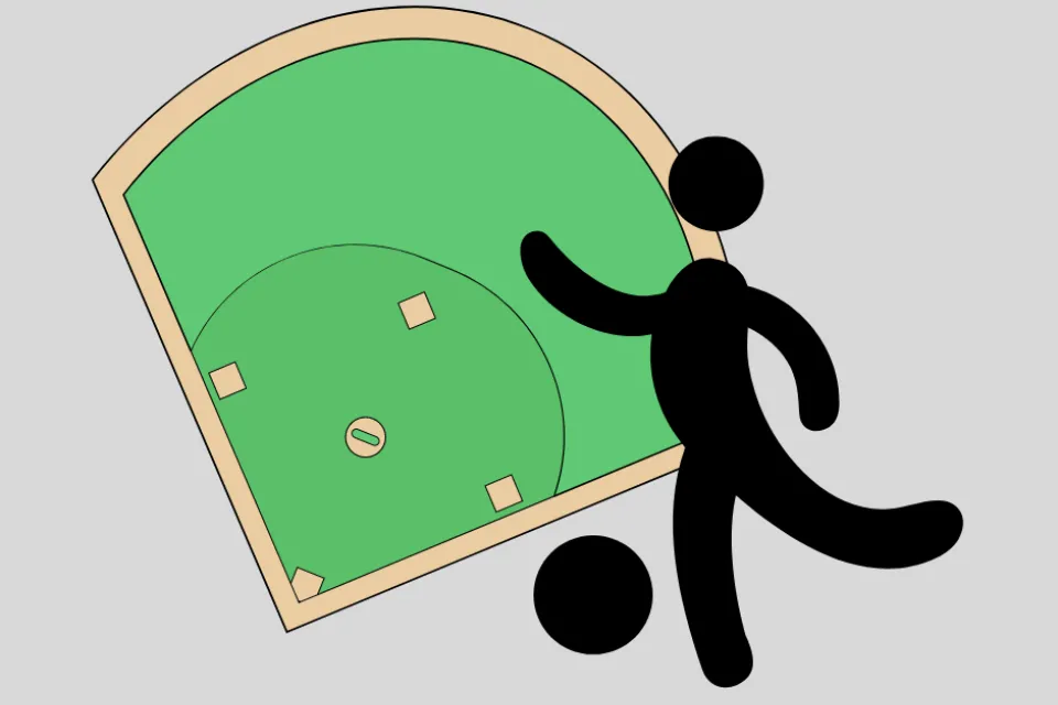 cartoon image of someone playing kickball