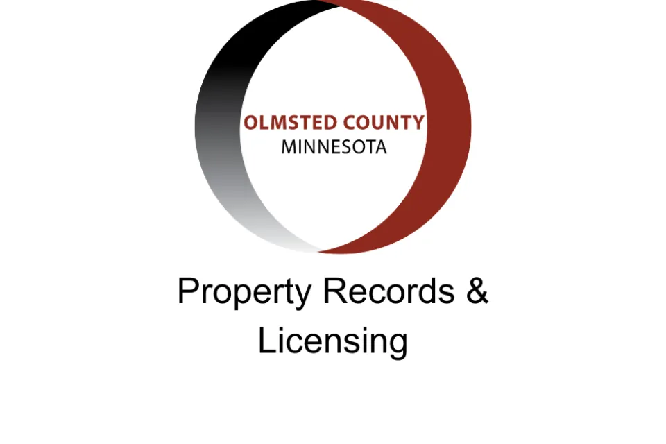 Olmsted County logo. Property Records & Licensing below the logo.