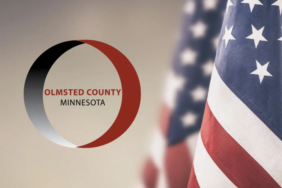 Olmsted County logo. American flag