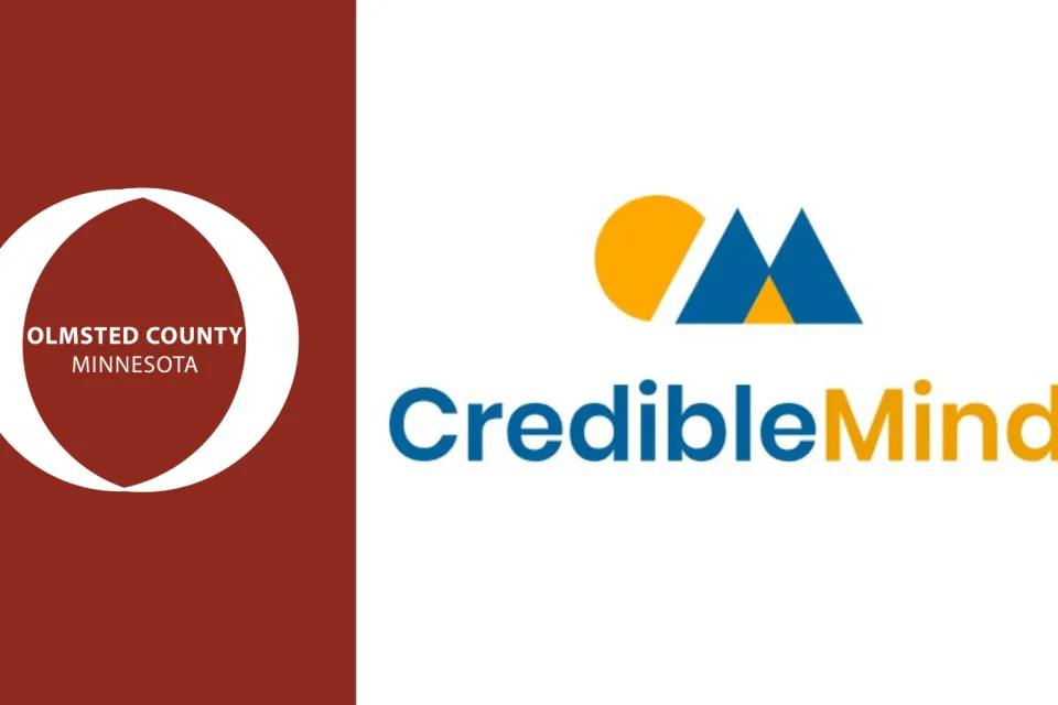 Olmsted County logo and CredibleMind logo