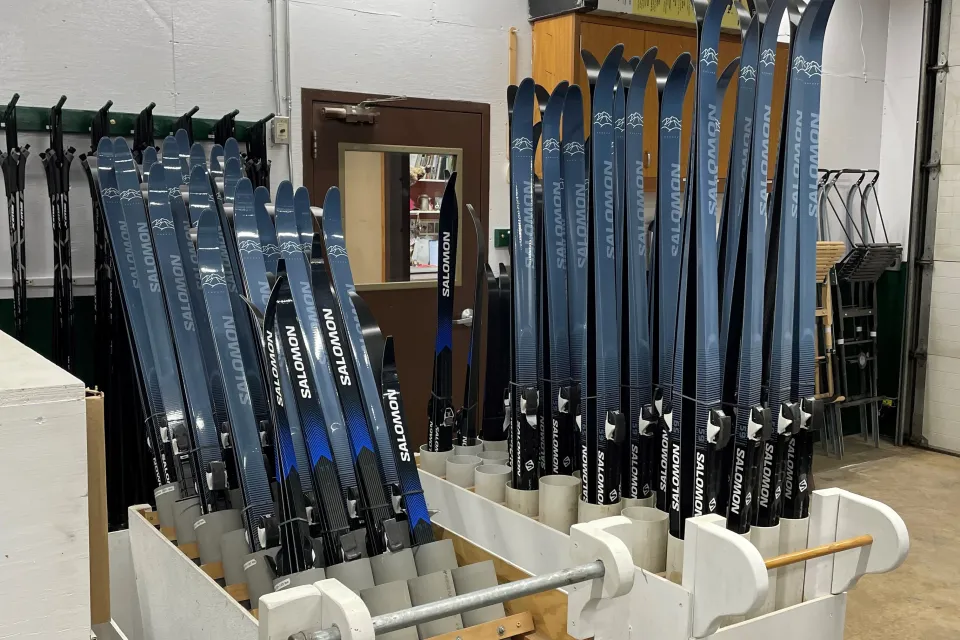 Ski rentals on display at Chester Woods Park
