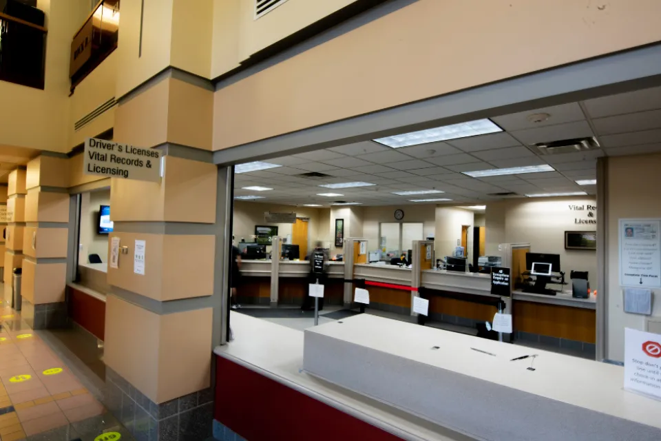 A picture of the Vital Records desk inside the Olmsted County Government Center