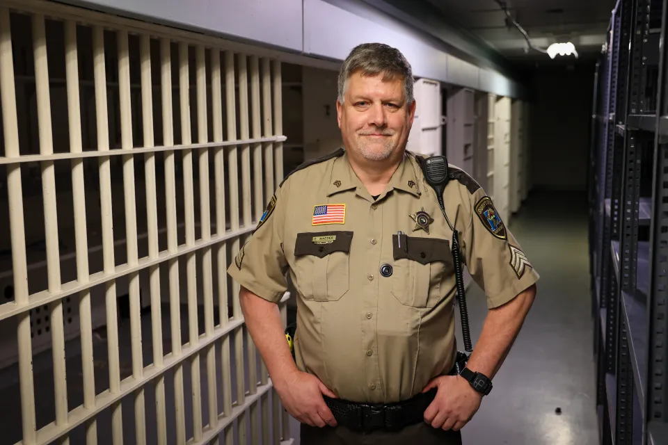 Sergeant Ted Maeder standing in the old Olmsted County jail