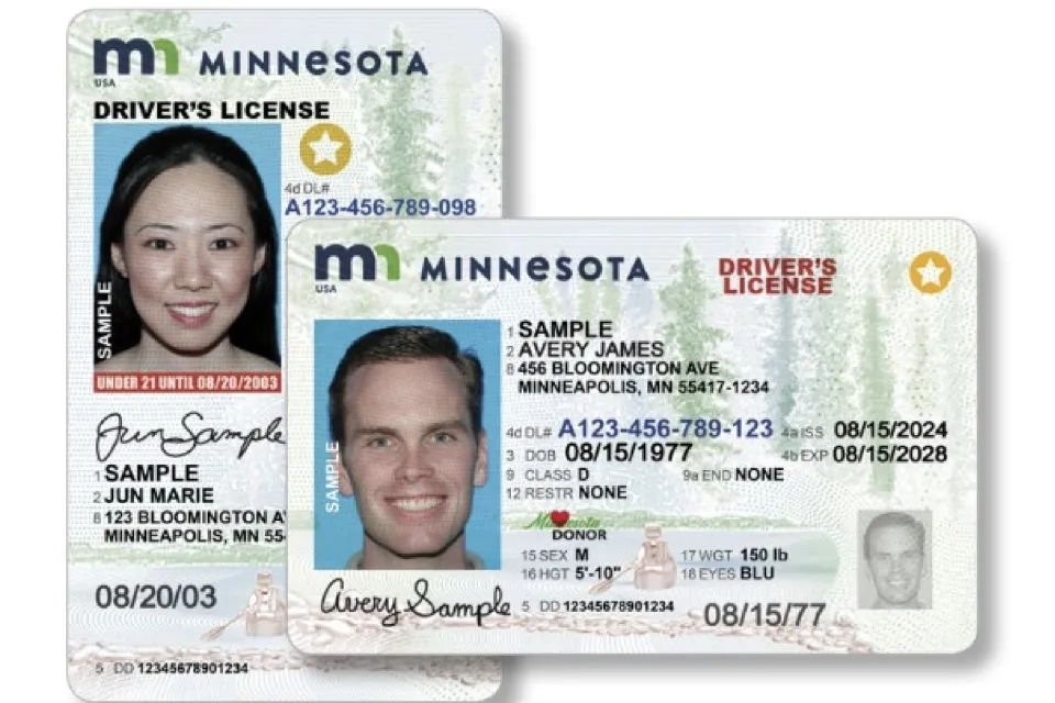 Two examples of Minnesota REAL ID cards