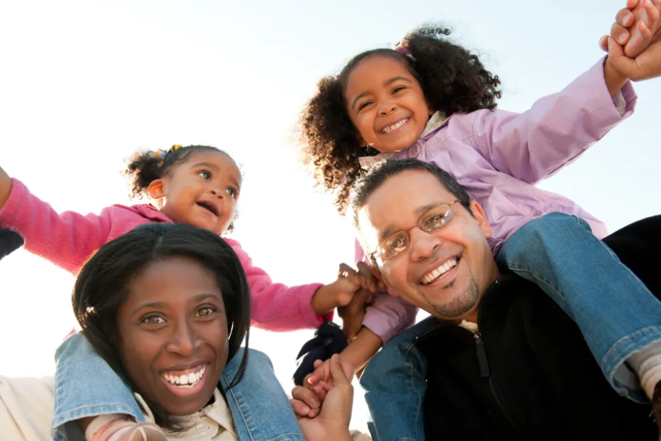 Family playing outside