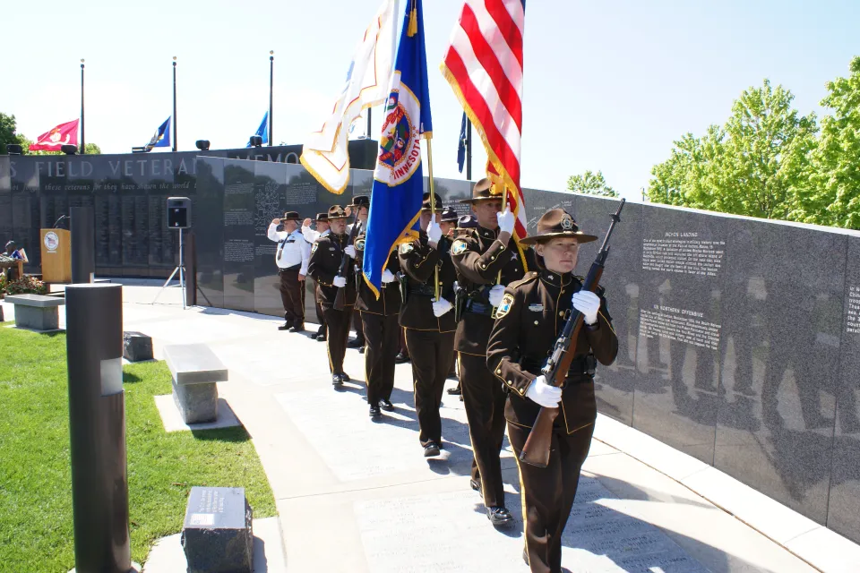 Sheriff's Office Honor Guard Walking at Memorial Program