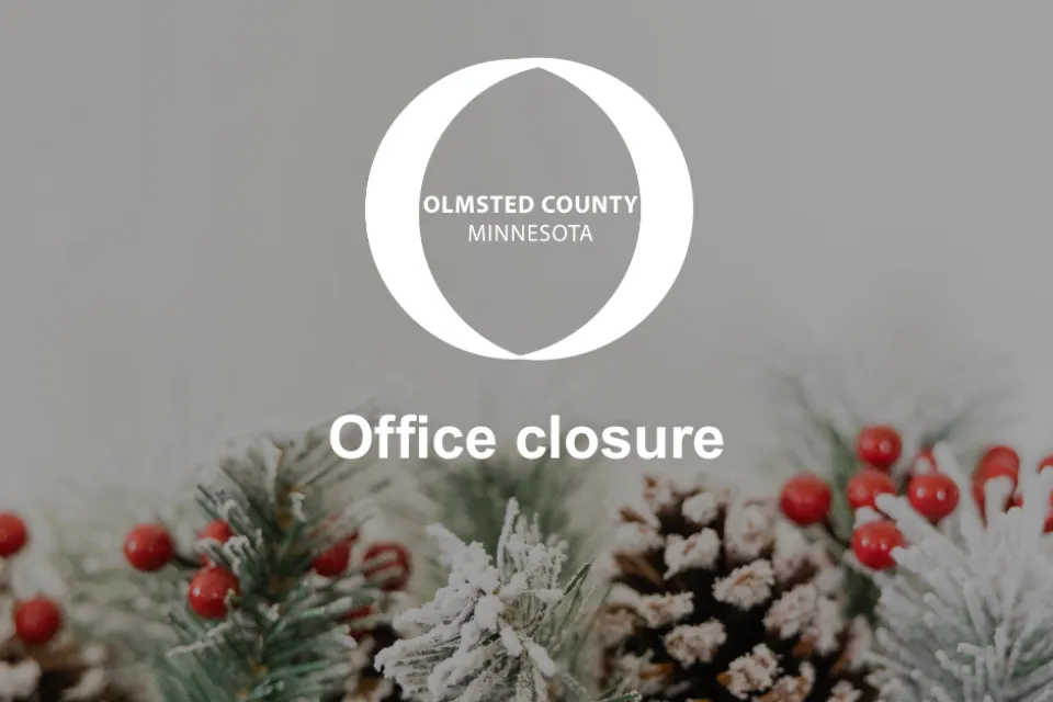 Christmas background with Olmsted County logo