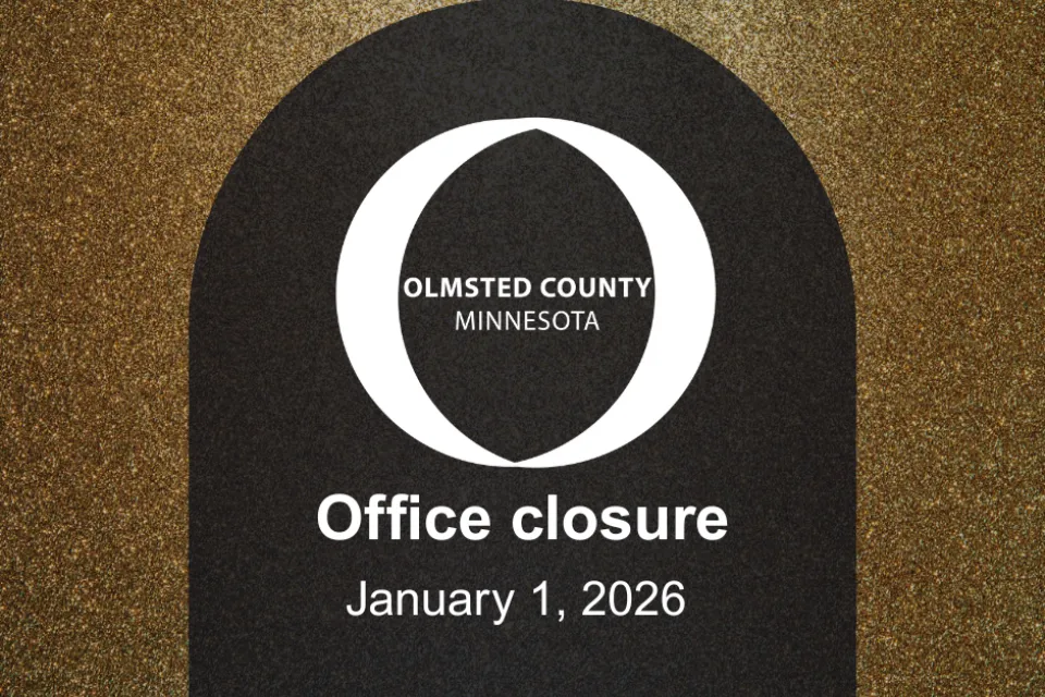 Olmsted County logo with January 1, 2026, office closure 