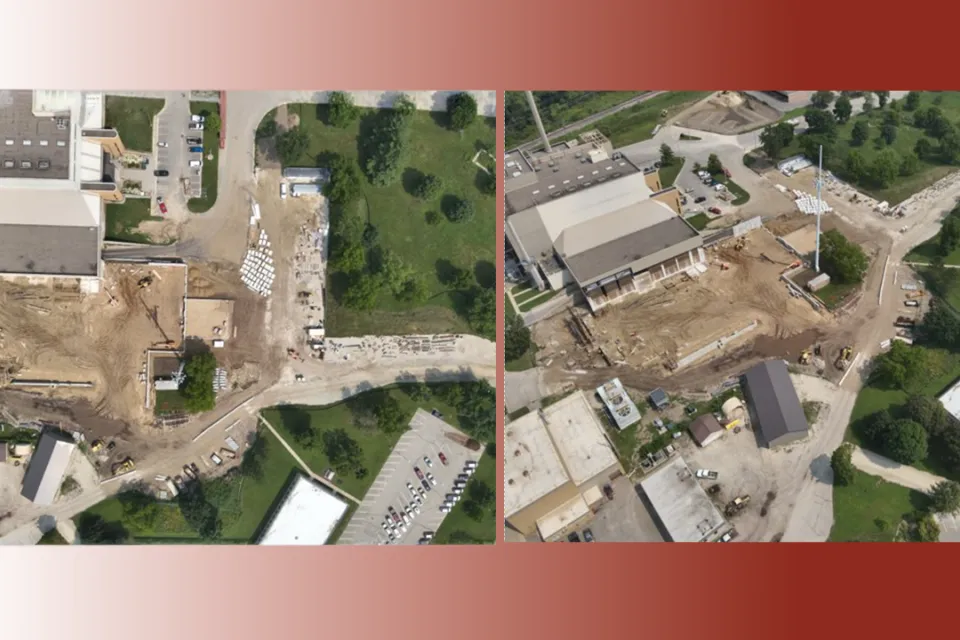 Aerial images of ongoing construction on Olmsted County’s new Materials Recovery Facility